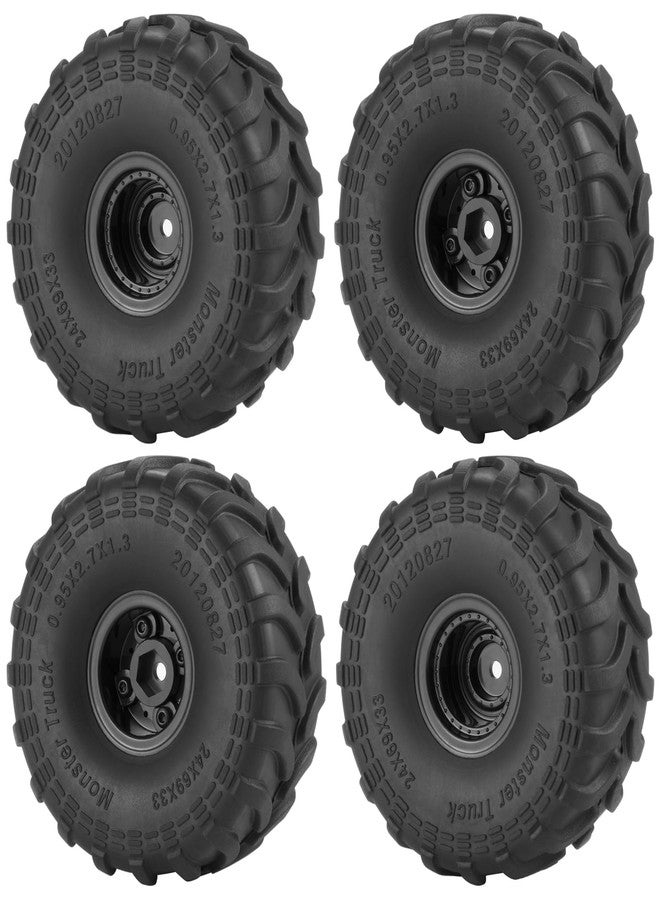RCHUBAM 1.0" Wheel and Tire Set 4Pcs 69mm * 33mm Large Sticky Crawler Tires with Wheels for 1/18 TRX4M TFMS FCX24 1/24 Scale RC Crawler Car Axial SCX24 Upgrade Wheels - Image 1
